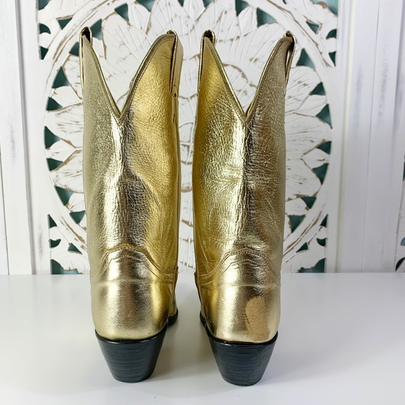 Justin Leather Gold Boots, 6 - Picture 2 of 8